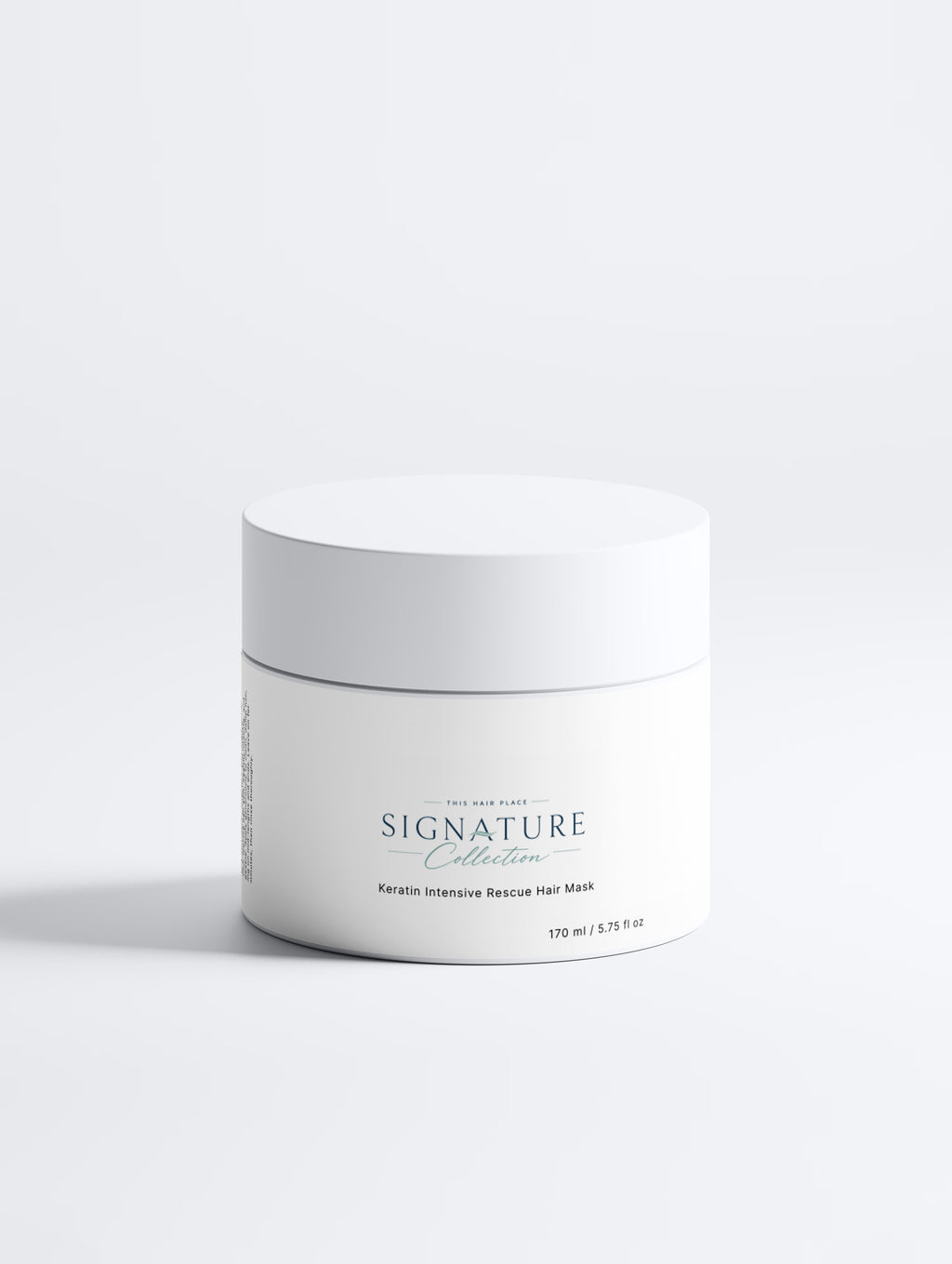 White jar with 'Signature Collection' text on a white background