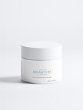 White jar with 'Signature Collection' text on a white background